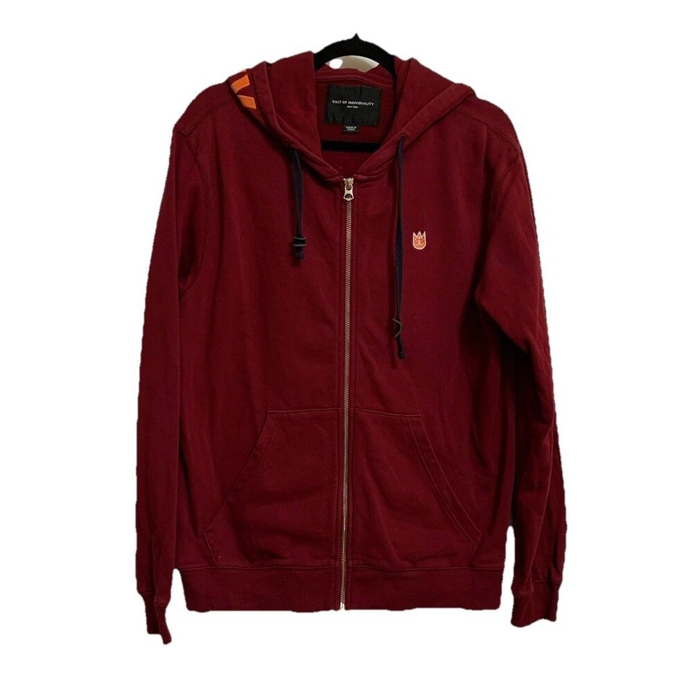 Cult of Individuality Mens Size Medium Hoodie Logo Sweatshirt Maroon Full Zip